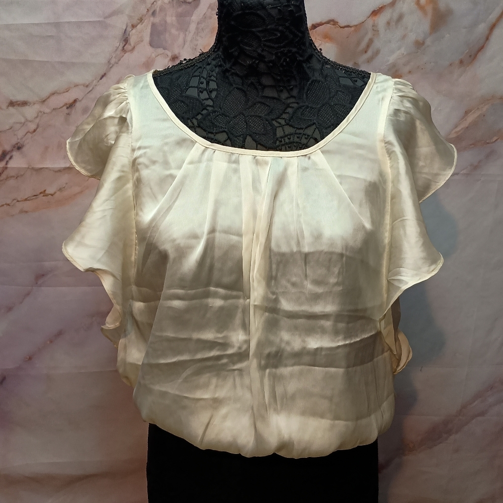 Necessary Clothing Elegant Silky Cream Blouse